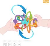 Playos® - Zintuigelijke Bijtring - Bijtspeelgoed - Baby - Sensorische Rammelaar - Montessori Bijtring - Fijne Motoriek - Sensorisch Speelgoed - Trekkoord - Baby Speelgoed