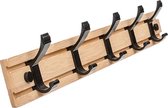 QUVIO Kapstok bamboe hout / Kapstok voor wandmontage met 5 verschuifbare ophangpunten - Beige en zwart