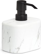 bonVIVO Marmora badkameraccessoireset, 4-delige badkamerset in marmeren look/zwart, luxe badkameraccessoires, inclusief zeepbakje, zeepdispenser pomp, tuimelaar, tandenborstelhouder - zwart