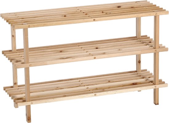 Zeller - Étagère à chaussures, 2 niveaux, bois de sapin