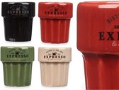Vessia Espresso/koffie kopjes set Italia - 6x - kleuren mix - 80ml - Porselein - met print