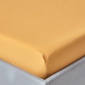 Homescapes Drap-housse Jaune Moutarde 100% coton Égyptien 200 fils 150 x 200 cm