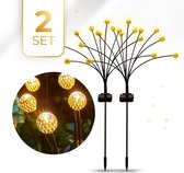 KENN® Marrakech Solar Fireflies - Set van 2 - Oosters Design - 12+ Branduren - 2 * 10 LED's - Inclusief Grondspiezen - 100% Waterdicht - Vuurvliegjes - Tuinverlichting op Zonne-energie - Sfeerverlichting - Buitenverlichting - Tuinfakkel