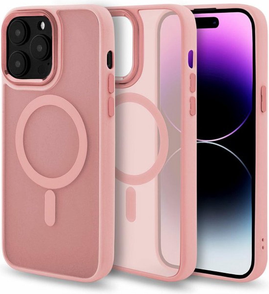 Magmat Hoesje Geschikt voor Apple iPhone 13 - Roze - Matte Armor Back Cover - Geschikt voor MagSafe