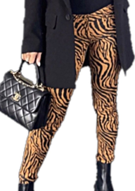 Dilena fashion Skinny Jeans camel zebra