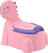 Kindertoilet dinosaurus-thema - draagbaar potje voor kinderen vanaf 1 - 6 jaar - babypot met dino-motief - jongens en meisjes wc-training (roze)