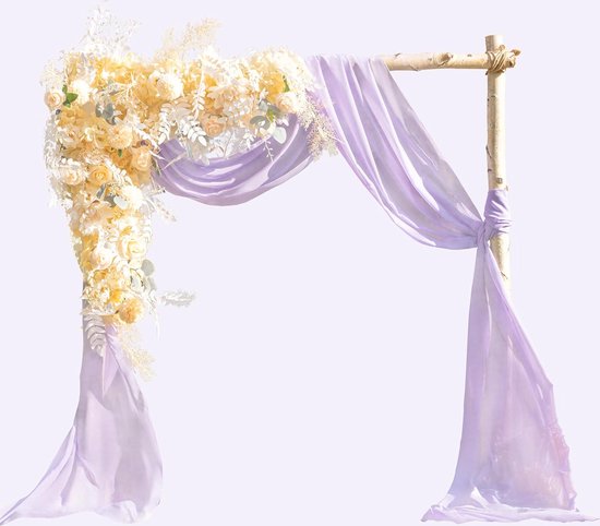Bruiloft dwarsbehang vrije hand decoratie voor bruiloftsboog & trouwboog hemelbed gordijnen gordijn voor raamdecoratie van chiffon stof (paars)
