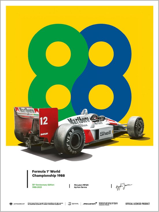 Ayrton Senna San Marino GP 1988 Art Print 40x50cm | Poster