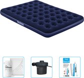 Bestway luchtbed - 2-Persoons - 152 x 203 x 22 cm - Blauw - Inclusief Hoeslaken - Pomp en Reparatieset