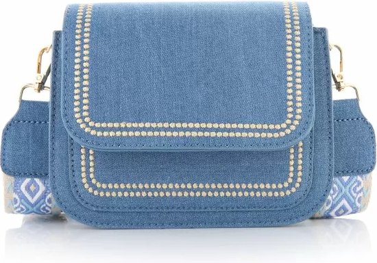 Schoudertas met luxe schouderband - Jeans Blue - Dames - 18,5 x 13 x 7 cm