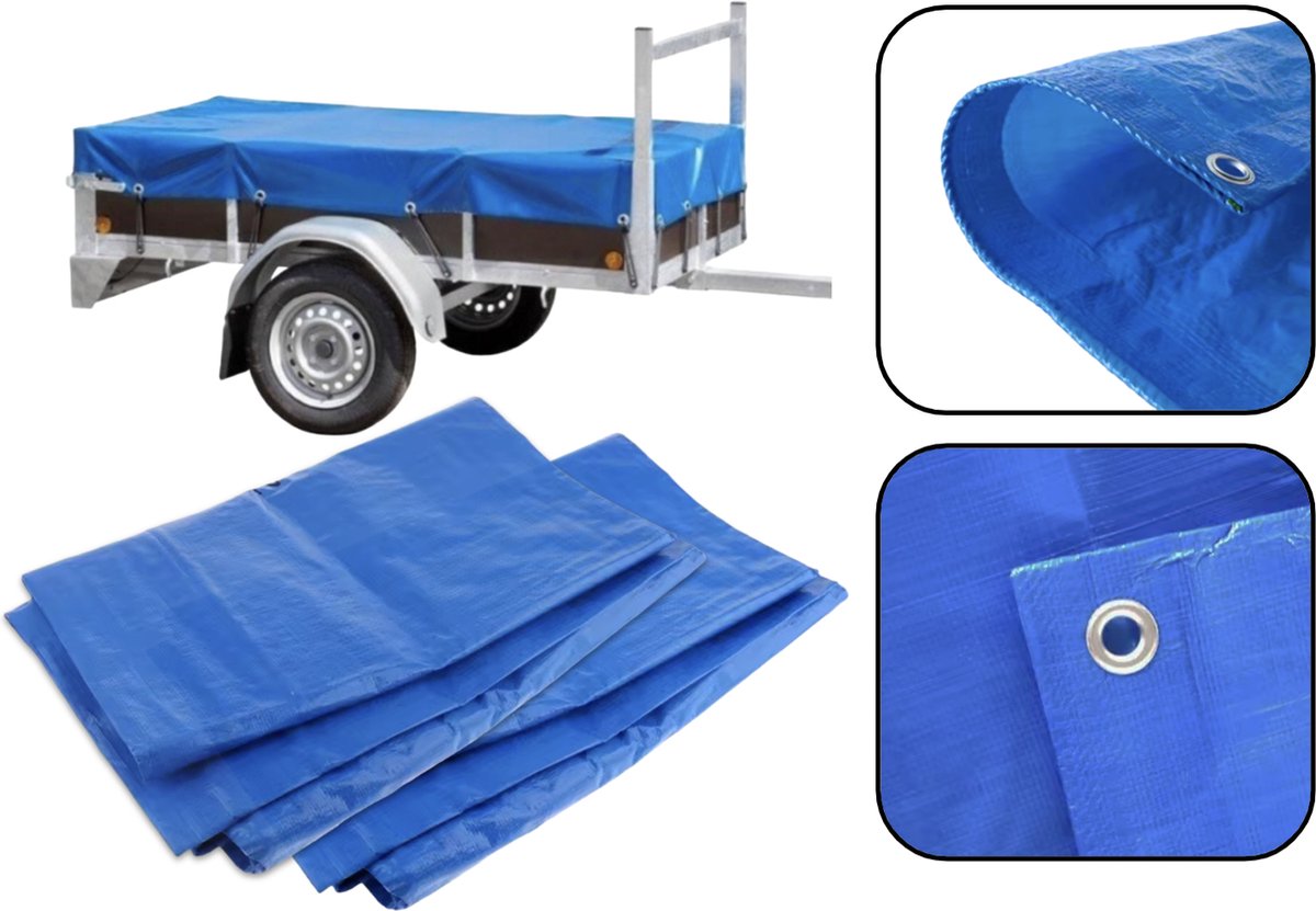 2x PD® Afdekzeil / Afdekfolie - Blauw - 1.2 x 1.76 M - Zeer Stevig - 100% PE - Geschikt voor Aanhangwagens en Tuinmeubels