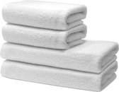 Badkamerset - 2 badhanddoeken voor volwassenen 70 x 140 cm + 2 handdoeken 50 x 100 cm - 100% Prima katoen - zeer zacht en absorberend - Oeko-Tex gecertificeerd - 500 g/m2 - wit