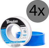 Bradas PTFE Teflon Tape: 12mm x 0,1mm x 12m - 4 stuks