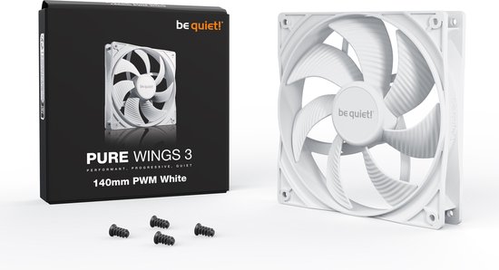 be quiet! Pure Wings 3 White 140mm PWM, 140x140x25, 1200 rpm, 21,9 dB, 57,4 cfm, 0,96 mm/H20 4 pin PWM BL112