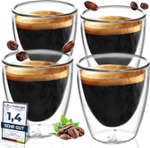 Espressokopjes - dubbelwandige - Set (4x 80ml) -Vaatwasmachinebestendige Espresso Koffiekopjes voor alle gangbare koffieapparaten