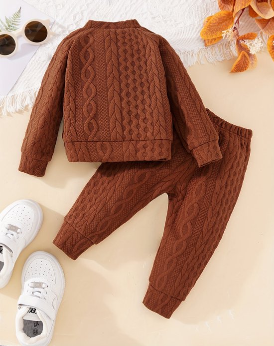 Livano Babykleding - Romper Baby - Winterpak Jongens & meisjes- Pakje - 9-12 Maanden - Licht Bruin