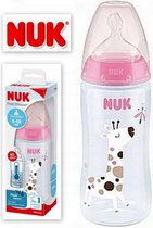 NUK babyfles | First Choice+ | Flow Control | roze 360 ml | 6-18 m| speen maat : XL | 6+ m
