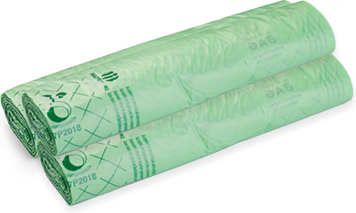 Goedkoopste Composteerbare containerzakken – 240L - 3 rollen - 6 zakken per rol – Biologisch afbreekbaar – Europees gecertificeerd – Biobased materiaal