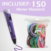 3D Pen - Volledig Starterspakket - Teken Pen met Tempratuur controle - 3d-pennen Starterkit met 23 kleuren vullingen / filament XXL Set 150m - Paars