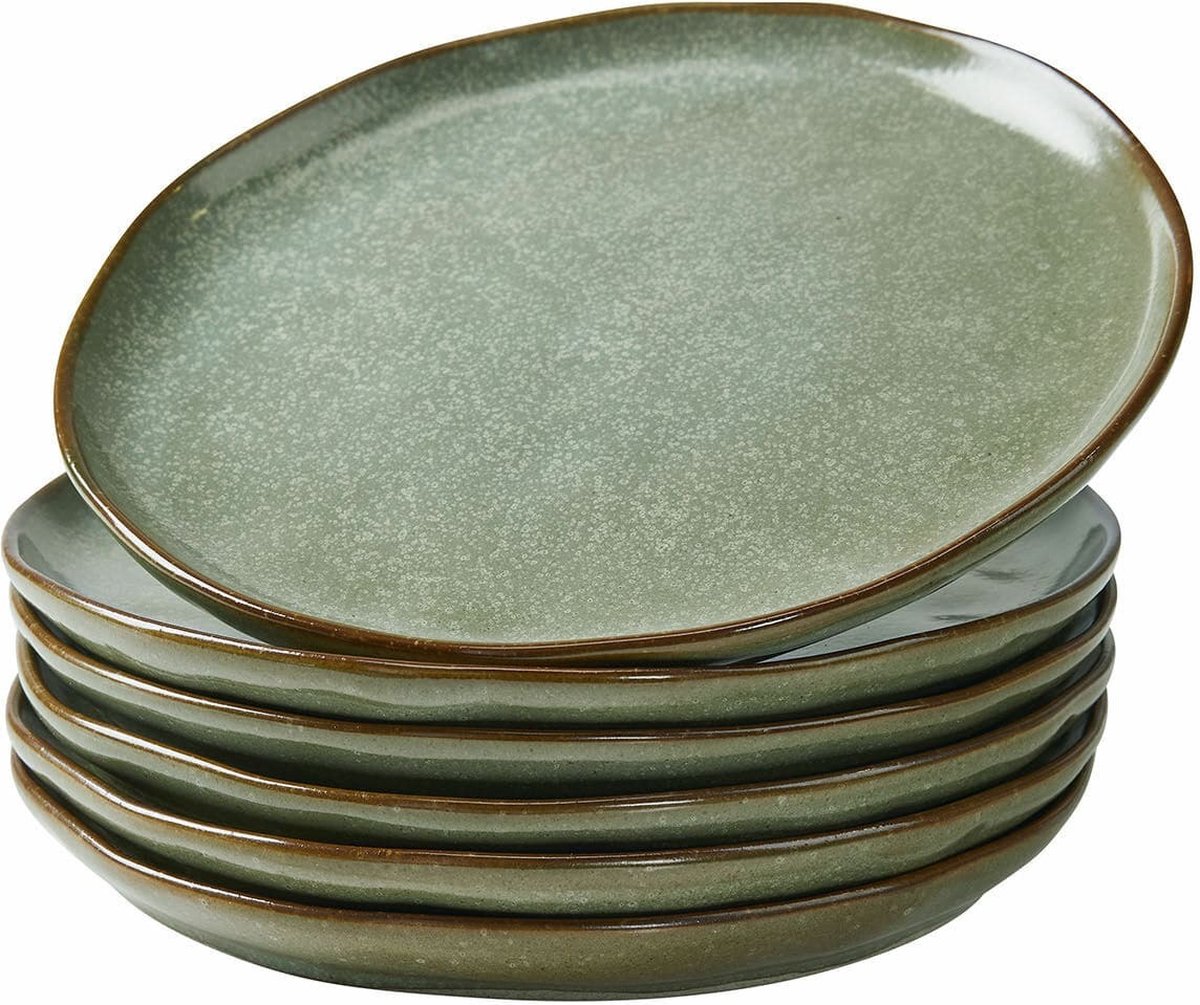 LOBERON Dessertbordje set van 6 Biarré turquoise/bruin