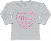 T-shirt Kinderen "De liefste mama is toevallig mijn mama" Moederdag | lange mouw | Wit/roze | maat 92