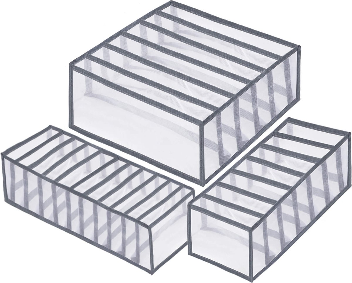 Springos Lade Organizer - Lade verdeler - Opbergsysteem - Ondergoed - Sokken - BH - Grijs