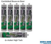 Combideal 6 x Zwaluw High Tack lijmkit - 290 ml koker - wit Montage Kit - Den Braven