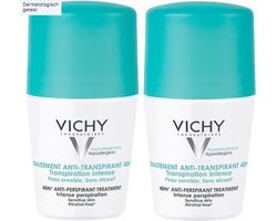 Vichy Déodorant Transpiration Intense 48H – Aluminiumzouten om effectief de zweetproductie te verminderen – Voordeelbundel 2x 50ml