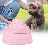 Casquette de baseball pour animaux de compagnie, bonnet pour Chiens , chapeau de sport pour chien, chapeau de soleil réglable à rayures, chapeau de voyage d'été avec trous d'oreille (M-rose)