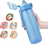 Bouteille d'eau parfumée - Water Bottle Up - Bouteille Air Geur - Comprend 5 dosettes - Blauw - 750 ml - Tritan - Sans BPA - Kit de démarrage - Fraise - Ananas - Cola - Pêche - Orange