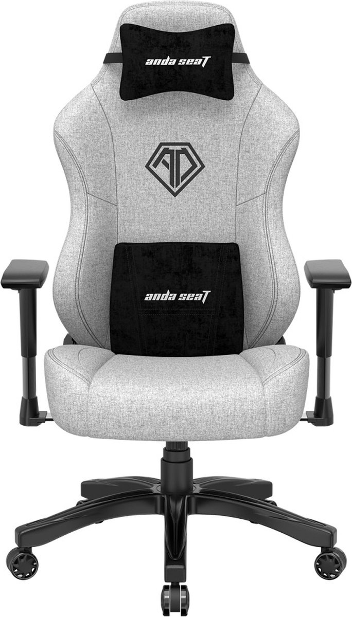 Andaseat Phantom 3 Grey Gaming stoel - ultieme gamestoel - ergonomische bureaustoel - schommelfunctie tot 160° - verbreed zitkussen - goede ondersteuning van onderrug - zwart/grijs - Andaseat - €249,99