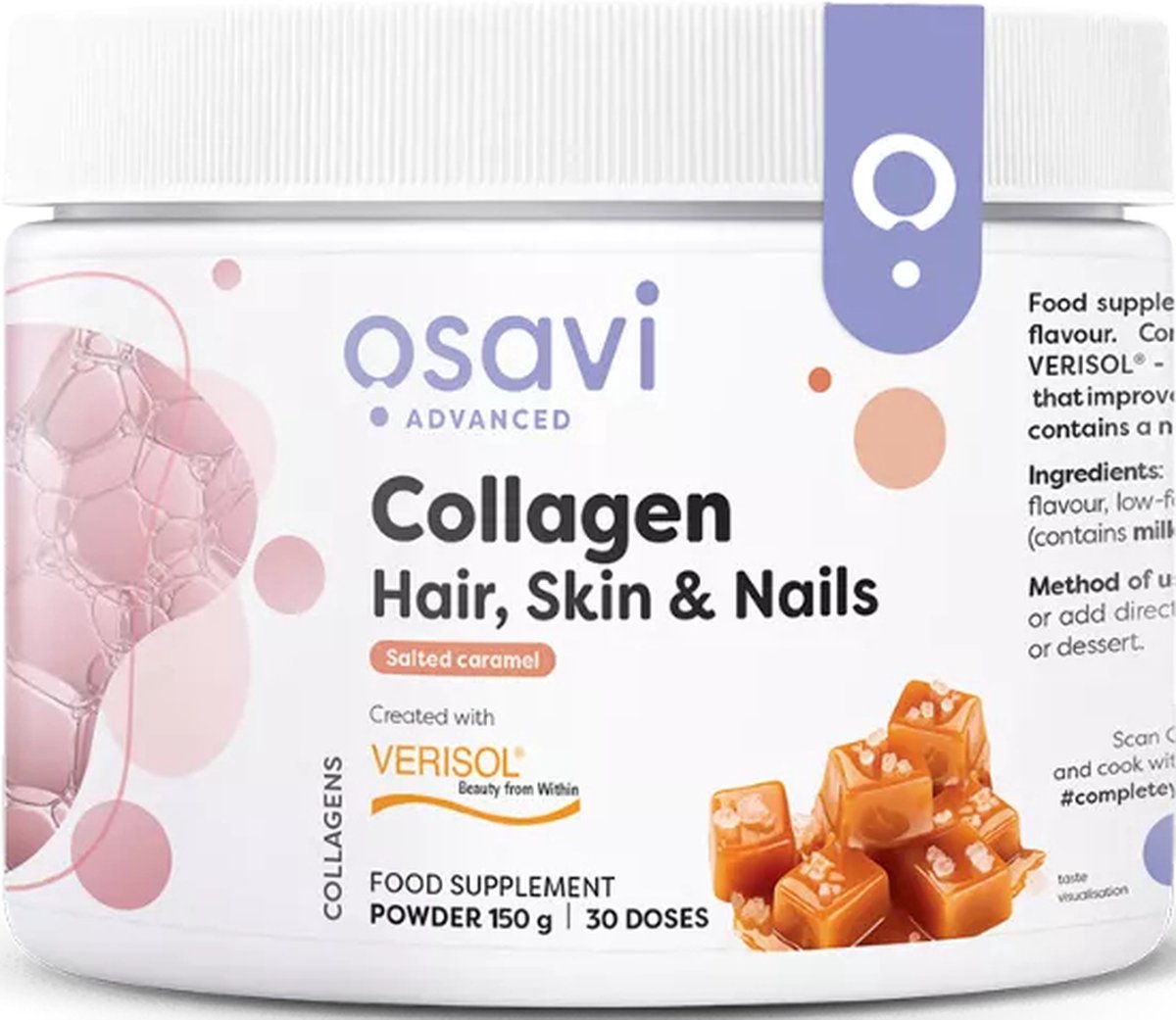 Goedkoopste Osavi - Collageen poeder 150 g - voor haar, huid en nagels - salted caramel smaak - 30 doseringen