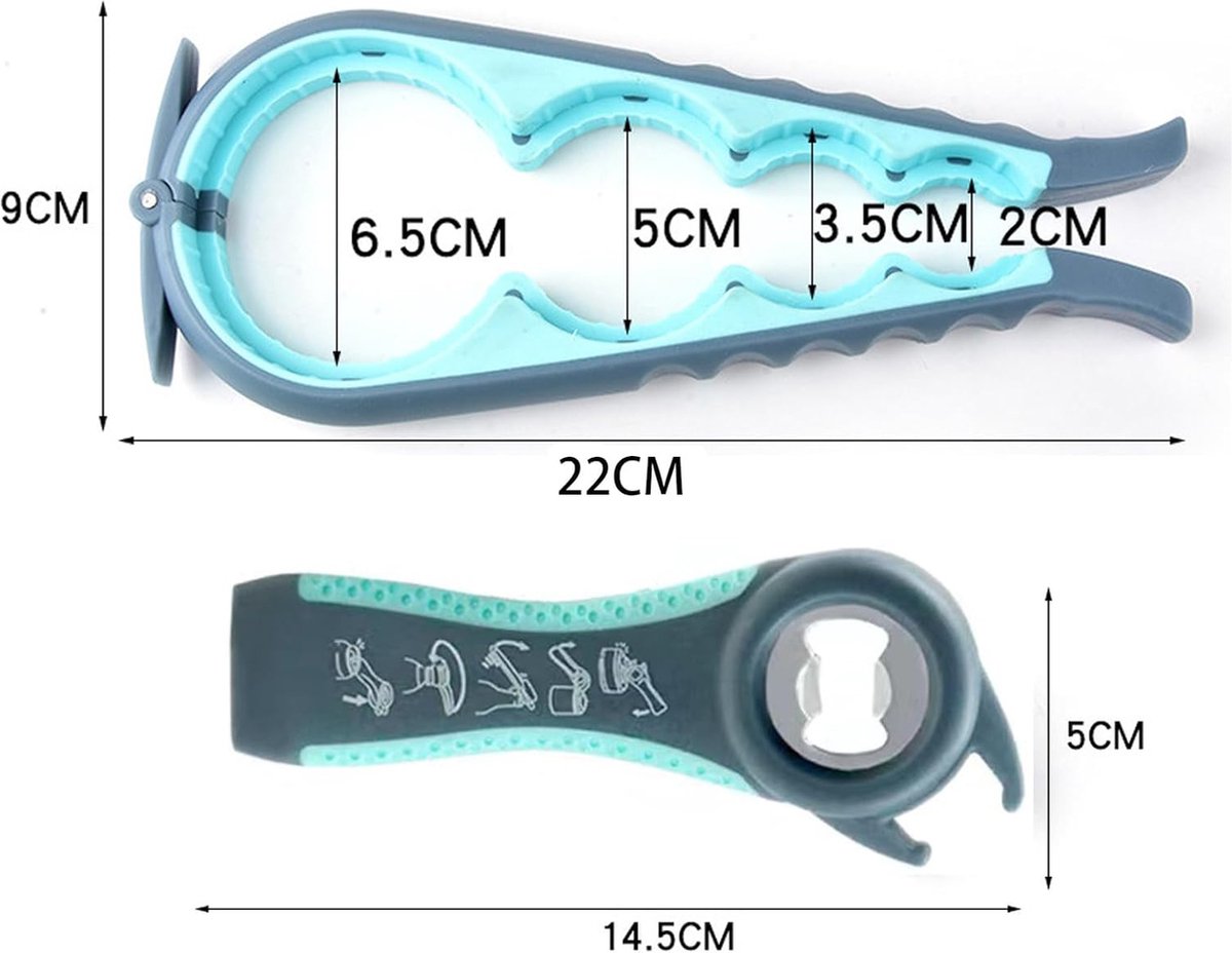 2 Pièces Ouvre Bouteille Manuel, 5 En 1 Ouvre Bocal Caoutchouc, Ouvre Boîte Antidérapants