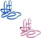 Paardentuigje Kinder Loop Speelgoed Set 2 Stuks | Nylon | Blauw/Roze