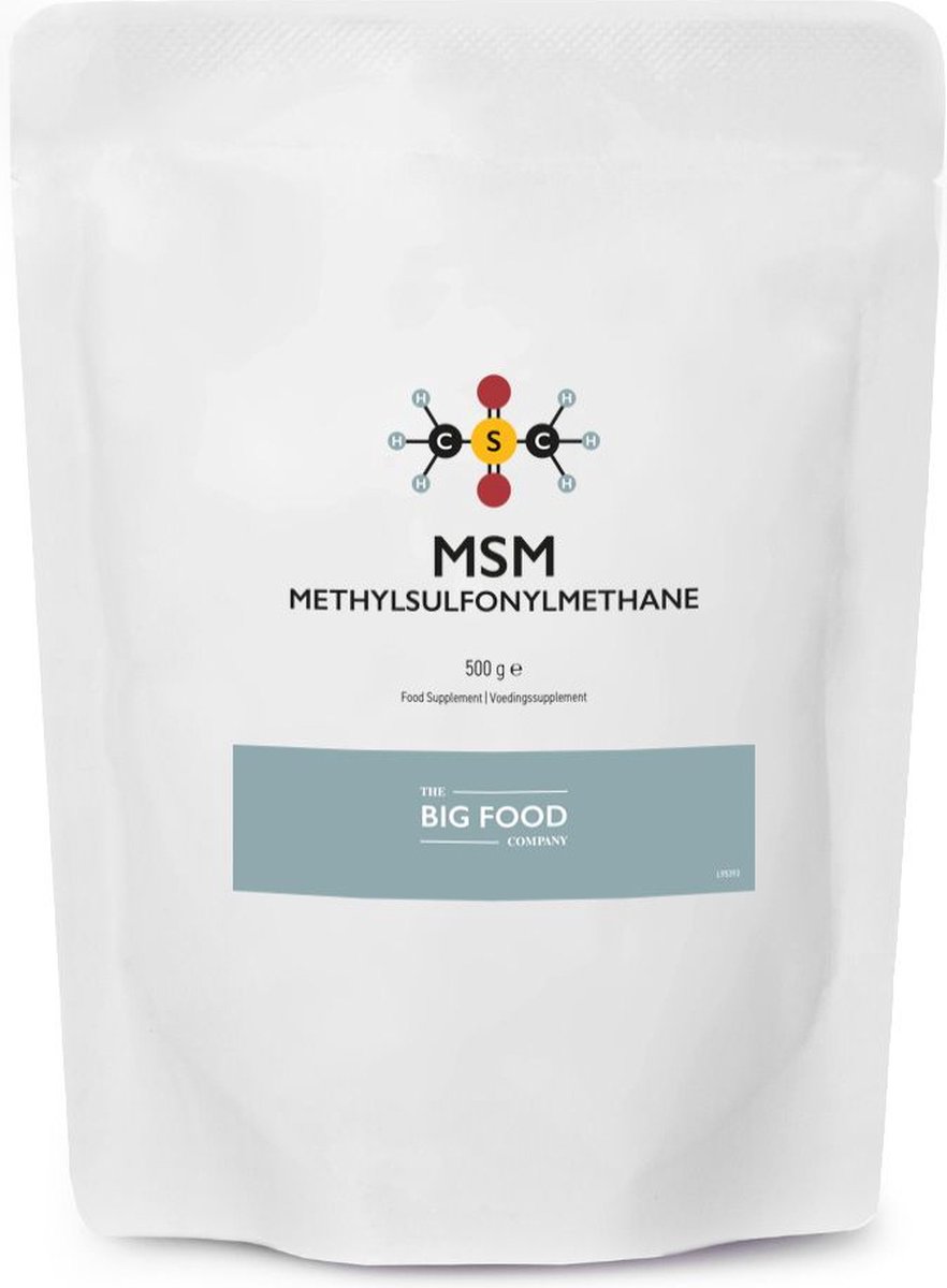 Goedkoopste Big Food - MSM poeder Puur (99.98 puur) - 500 gram - De Zeer Zuiver Onbekende Krachtpatser