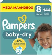 Pampers - Bébé Dry - Taille 8 - Mega Boîte Mensuelle - 144 couches - 17+ KG