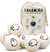 Boules pour sèche-linge Hanamura - 6 boules pour sèche-linge - 100% laine de mouton - Avec sac de rangement