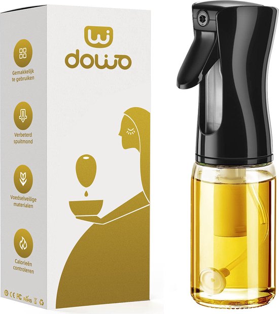 DOWO® - Olijfolie Sprayer - Olijfolie fles met schenktuit - 200ml - Glazen Oliefles - BBQ Accesoires - Sprayer - Cooking Spray - Oliespray