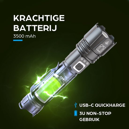 LEKIA Krachtige led-zaklamp, professioneel, oplaadbaar, USB-C, 500.000