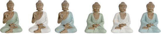 Decoratieve Figuren Home Esprit Wit Groen Turkoois Boeddha Orientaals 6 X 4 X 8,5 Cm (6 Stuks)