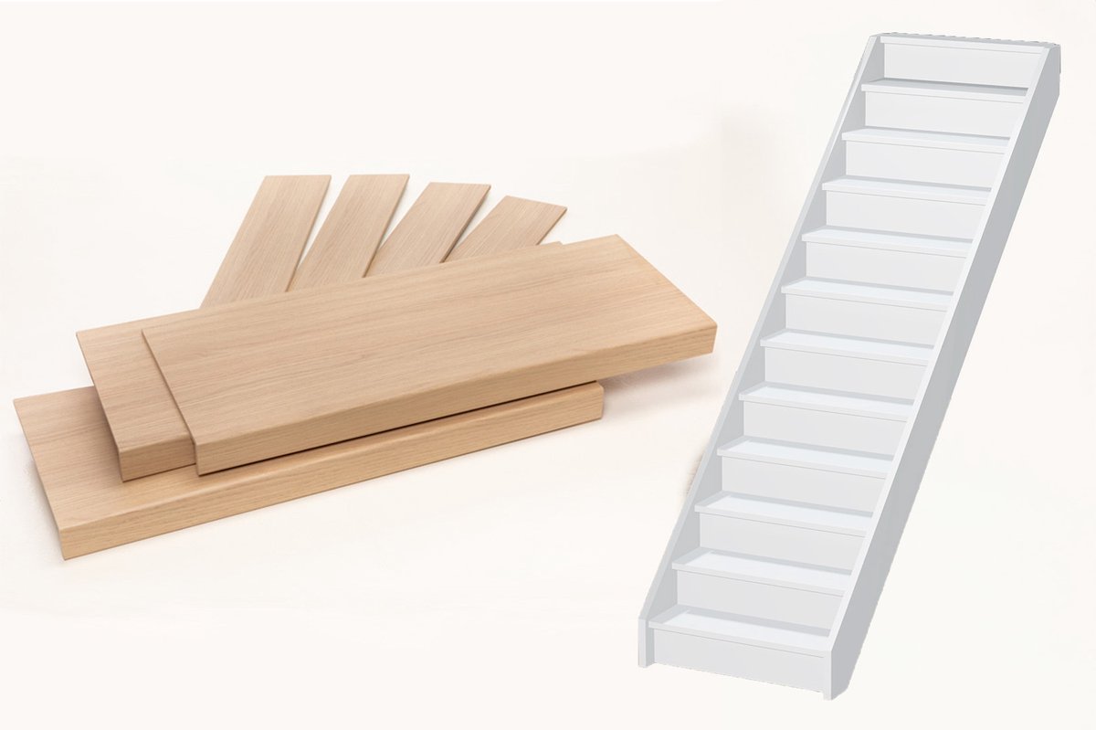 Stairscompany - Living Oak doe-het-zelf traprenovatieset - 12 treden 100 x 30 cm - 15 stootborden