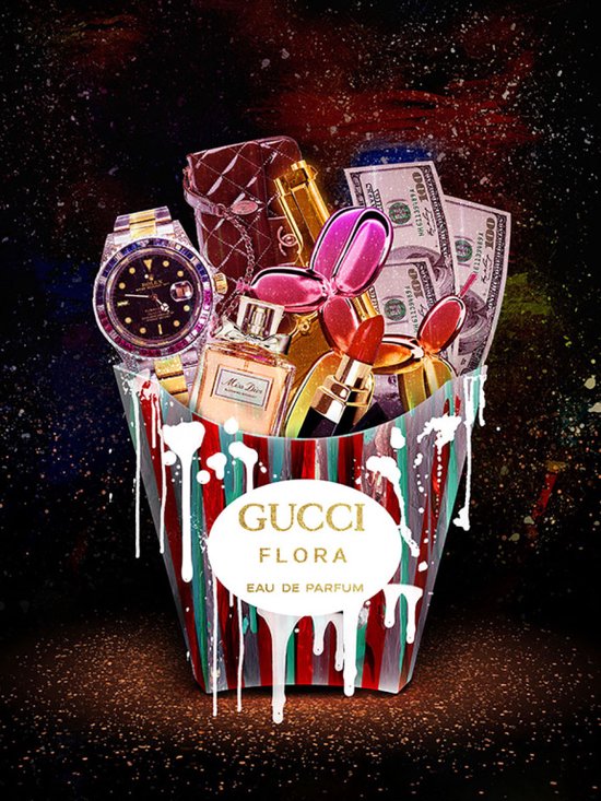 Glasschilderij 60x80x0.4 Gucci Flora