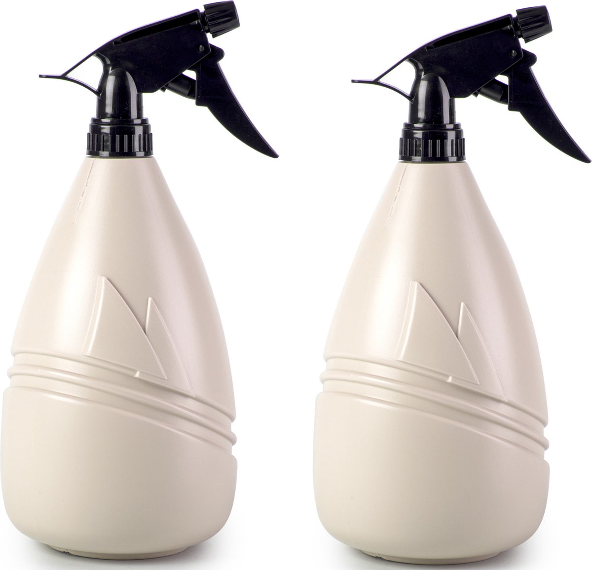 PLASTICFORTE Plantenspuit met een inhoud van 1150 ml 2x beige verstuiver kop 26 cm kunststof