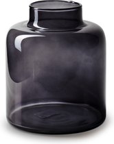 Jodeco Bloemenvaas Willem - transparant smoke glas - D19 x H17 cm - fles vorm vaas
