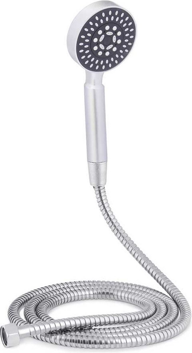 Berilo doucheslang en douchekop met 1 stand - 200 cm - universele aansluiting - zilver/zwart - badkameraccessoires