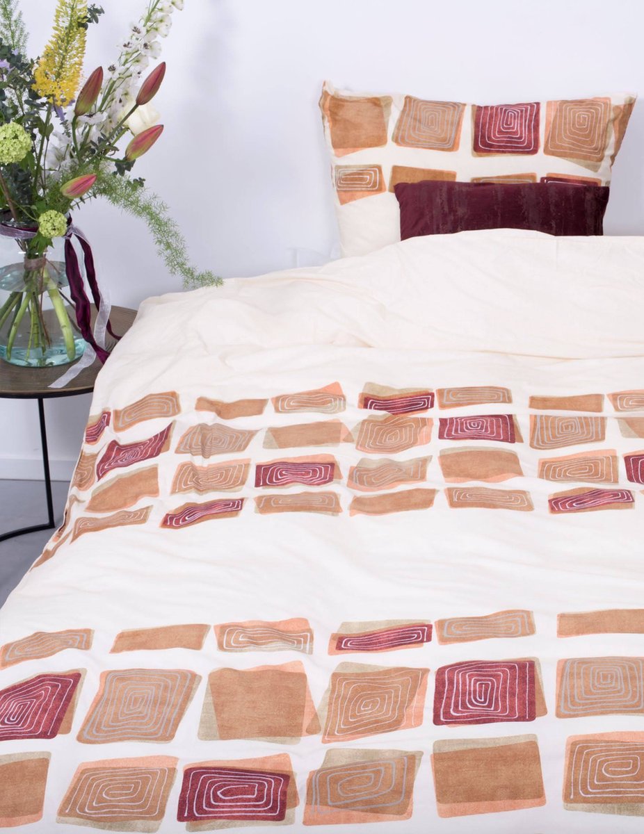 SENZATIONE 100% Katoen Percaline Dekbedovertrek 200x200/220-2x60x70 cm BELICIA ECRU