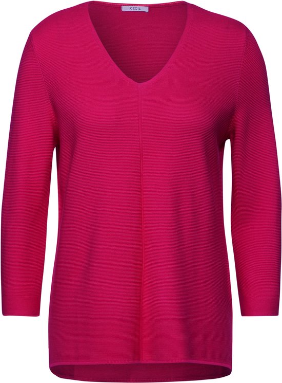 CECIL TOS_Structured V-Neck Dames Trui - pink sorbet - Maat XXL