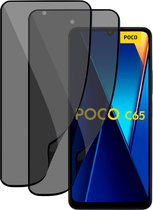 2x Privé Screenprotector geschikt voor Poco C65 Screenprotector - Privacy Beschermglas - Privacy Proteqt+