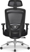 Chaise de bureau ergonomique - Chaise de bureau - Chaises de bureau pour Adultes- avec appui-tête, accoudoirs et support lombaire réglables - Base angulaire en métal - Zwart
