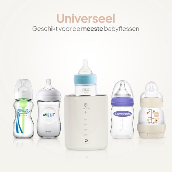 Lukwik® Flessenwarmer Onderweg PRO - Draagbare Baby Flessenwarmer - Flesverwarmer - Bottle Warmer - Wit - Lukwik
